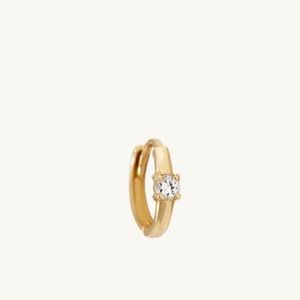 Coloured Mini Hoop 14K Gold White Sapphire